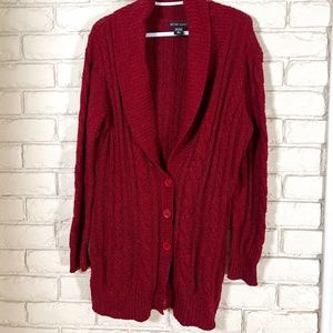 New York & Company Red/Pink Long Cardigan